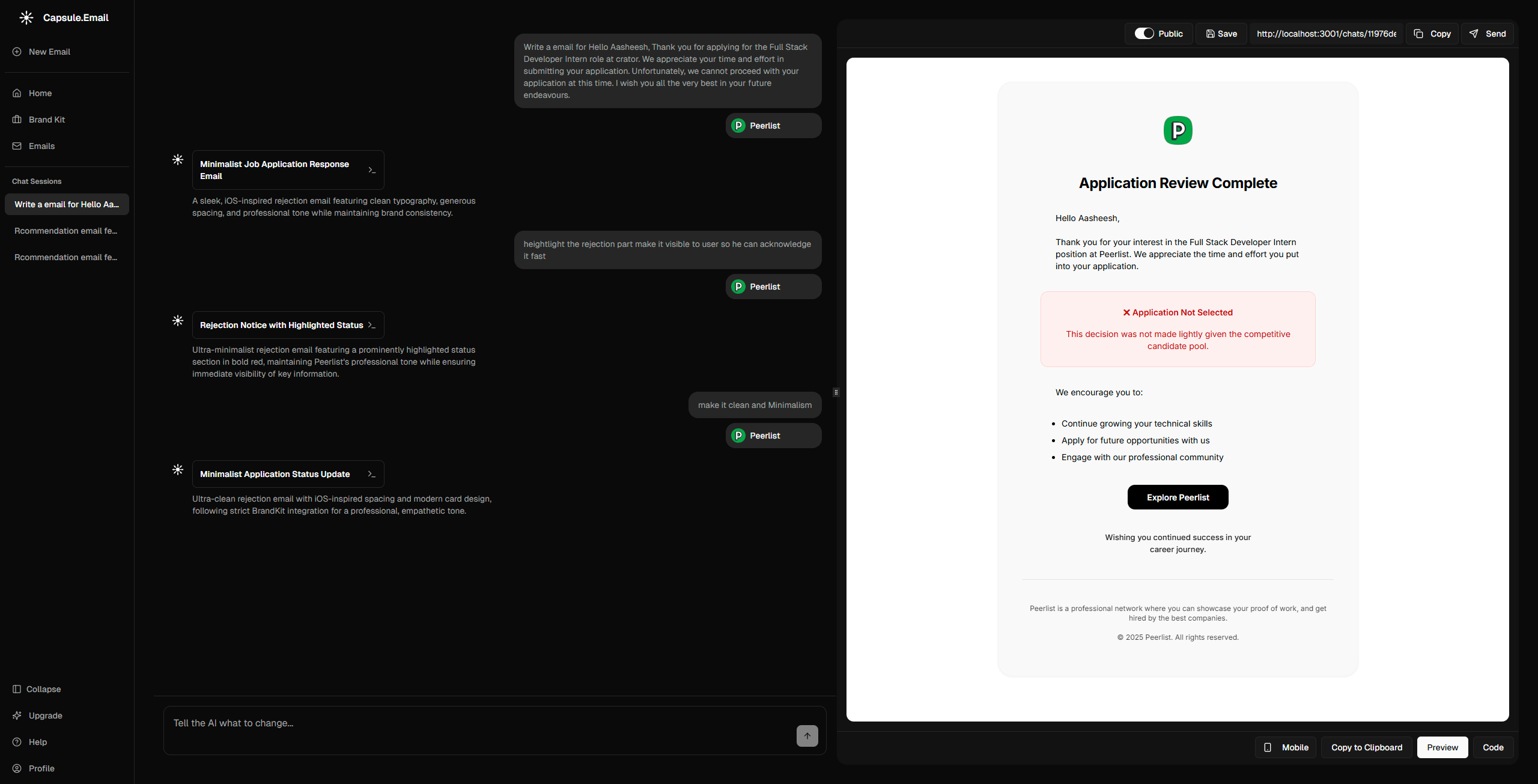 Chat Sidebar Screenshot